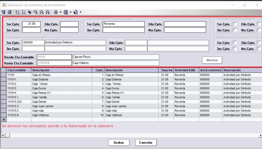 18 4 Generar Conceptos de Imputación Manual de Usuario ISIS ERP Manager